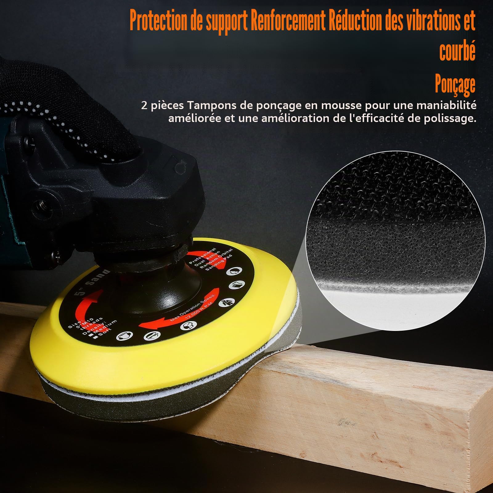 Disque abrasif 125mm filetage M14 80 pièces grain 40-600 pour meuleuse d'angle