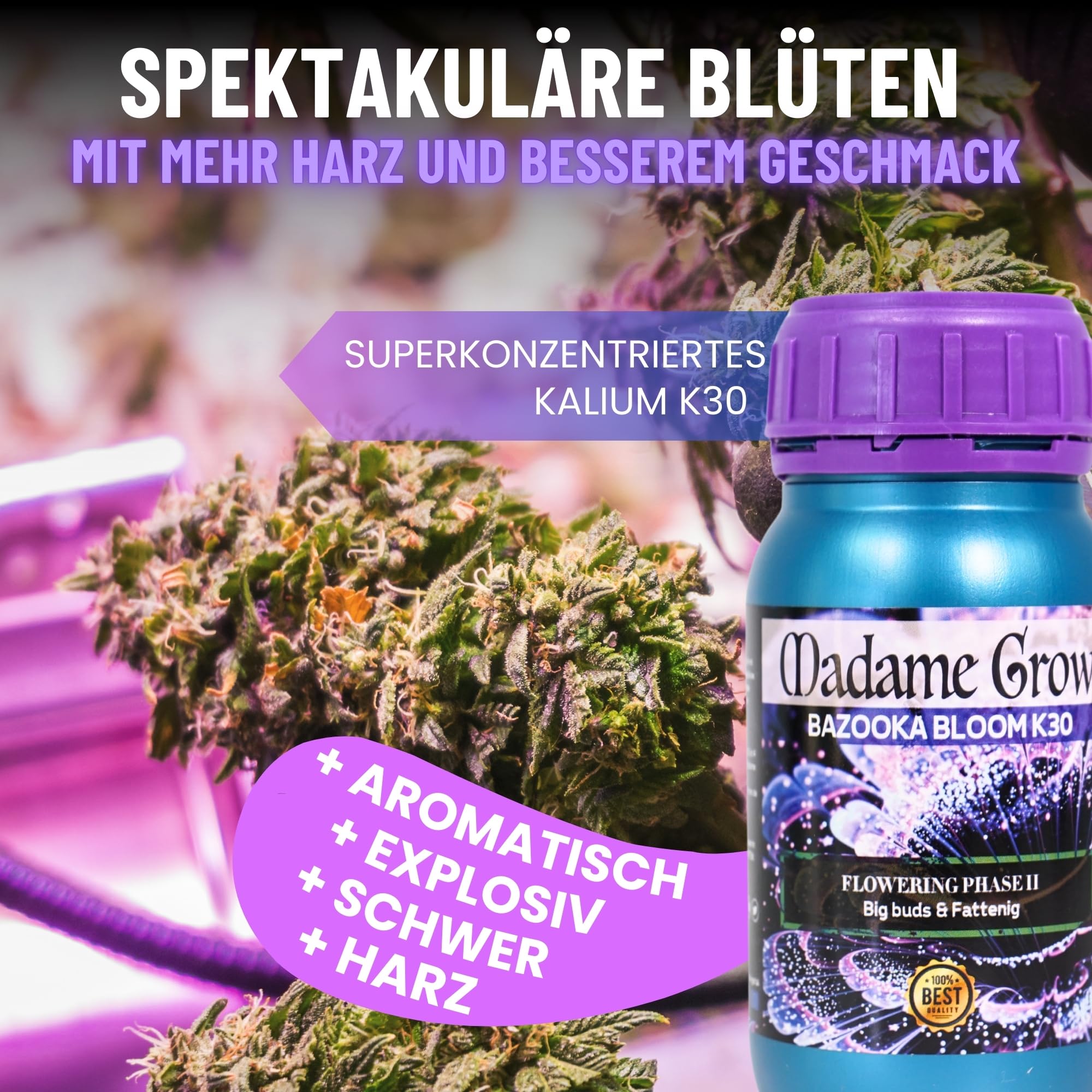 Madame Grow | Kit Power 420 Dünger Set 3x1L – Grow Dünger Wachstum & Blüte | Growth Accelerator + Jamaican Bloom + Bazooka K30