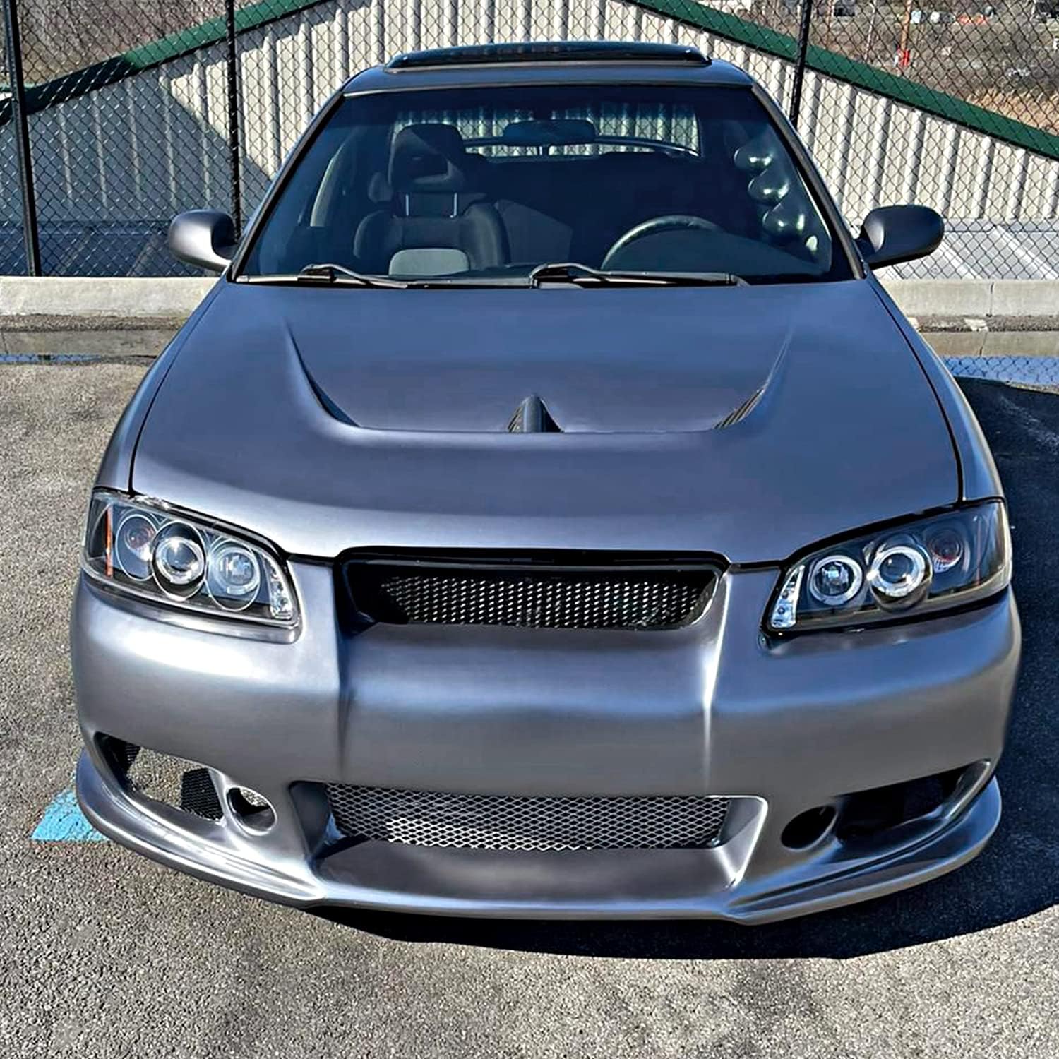 SPEC-D TUNING Black Projector Headlights Compatible with 2000-2003 Nissan Sentra, Left + Right Pair Headlamps Assembly