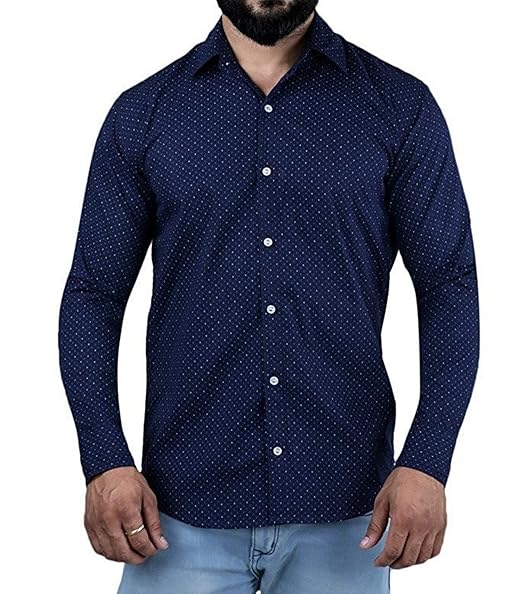 Blue polka dot shirt mens Clearance