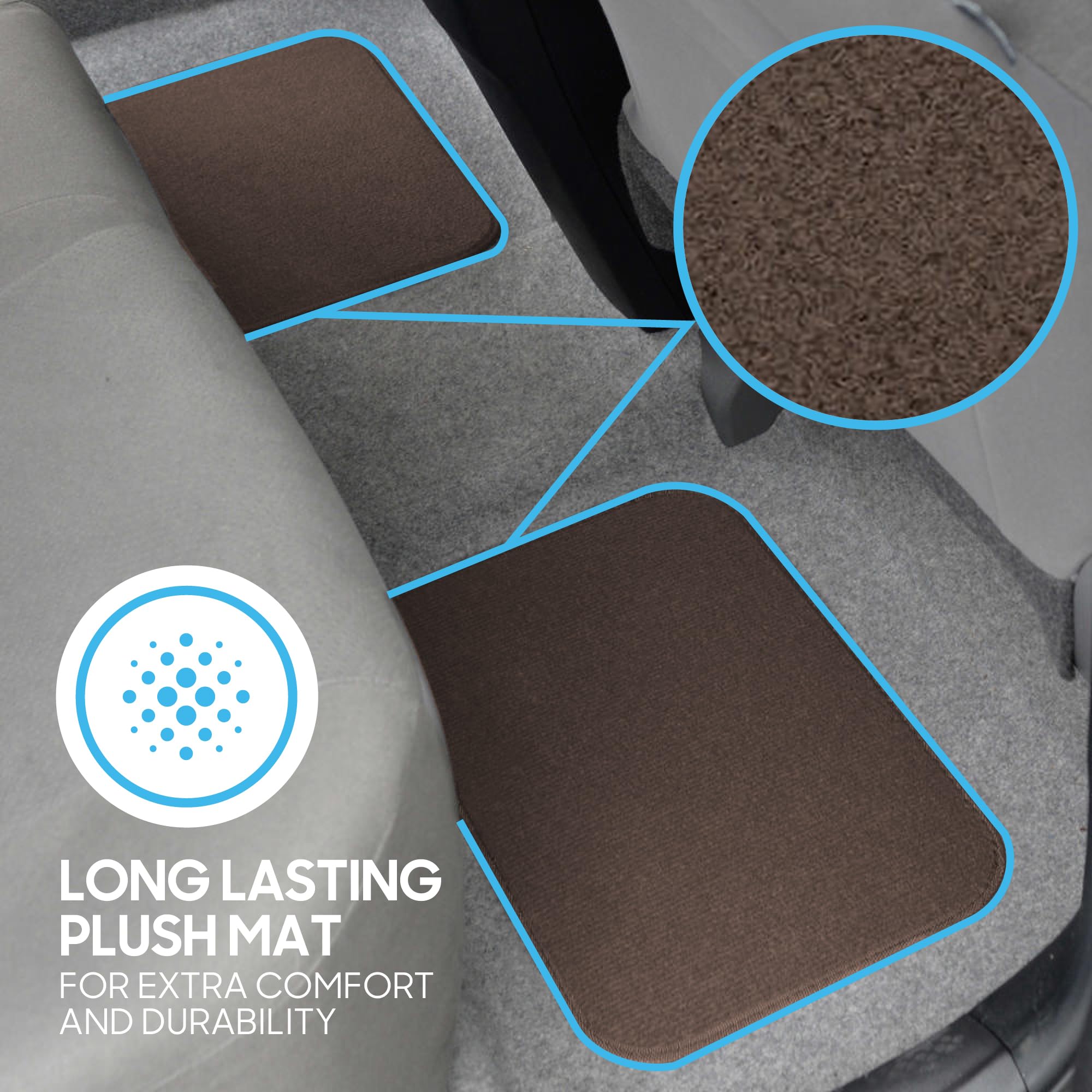 BDK Premium Carpet Floor Mats for Cars - Universal Fit Interior 4-Piece Car Mats Full Set with Vinyl — view 7