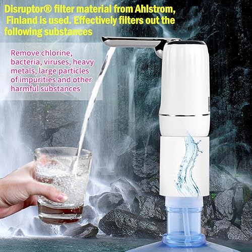 Miniatura 8 de CoolWAY Bomba de agua para botella de 5 galones, dispensador de agua automático de carga USB con batería recargable, bomba eléctrica portátil