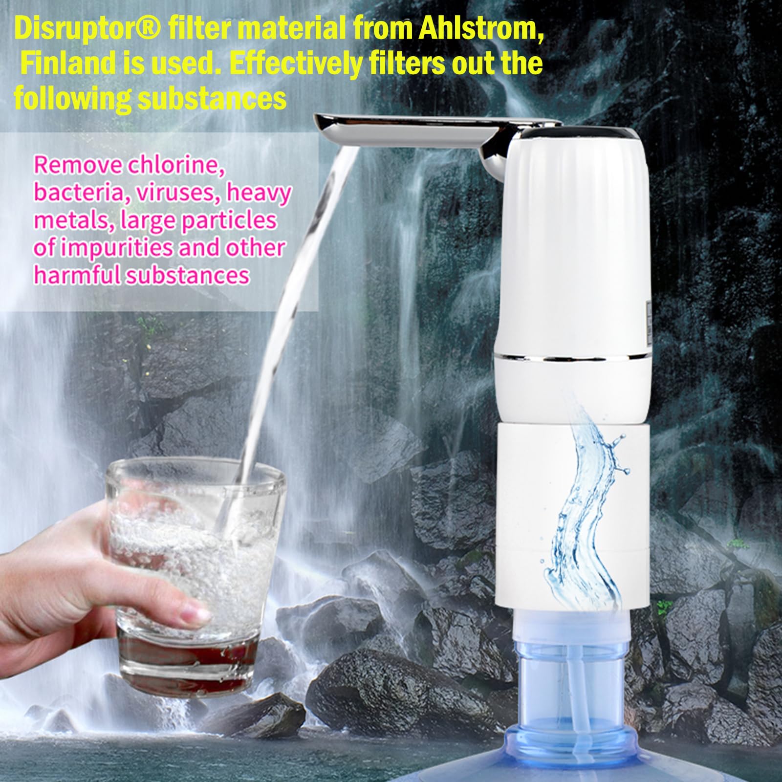 CoolWAY Filtro de botella de agua eléctrica de 5 galones, filtro para exteriores, dispensador de agua eléctrico portátil para senderismo, camping, viajes, caza, pesca, equipos, salidas familiares