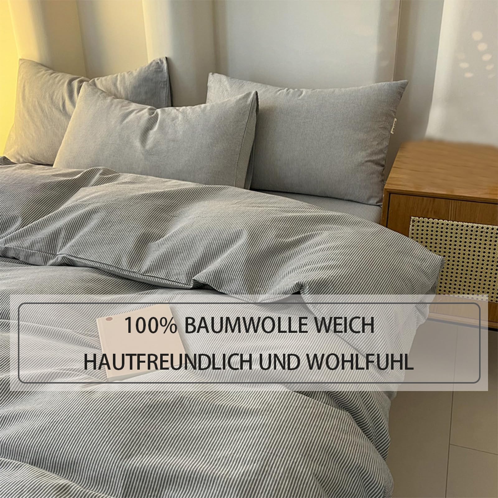 Reißverschluss Bettbezug Bettwäsche 150x200 Cm Aus 100% Baumwolle – Atmungsaktiv, Weich, Mit Reißverschluss, Blau – Ganzjahres-Bettbezug Für Einzel- & Doppelbetten