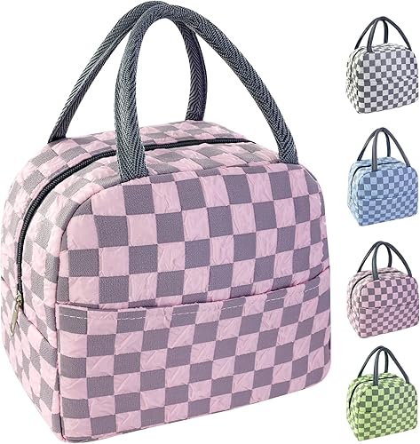 Miniatura 8 de Mziart Bonita bolsa de almuerzo para mujeres y hombres, bolsa de almuerzo estética, reutilizable, aislada, lonchera kawaii, bolsa impermeable para