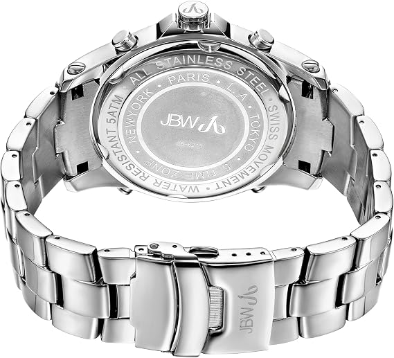 JBW Just Bring Men's JB-6213-C Jet Setter Silver Stainless Steel Five Time Zone Diamond Watch
