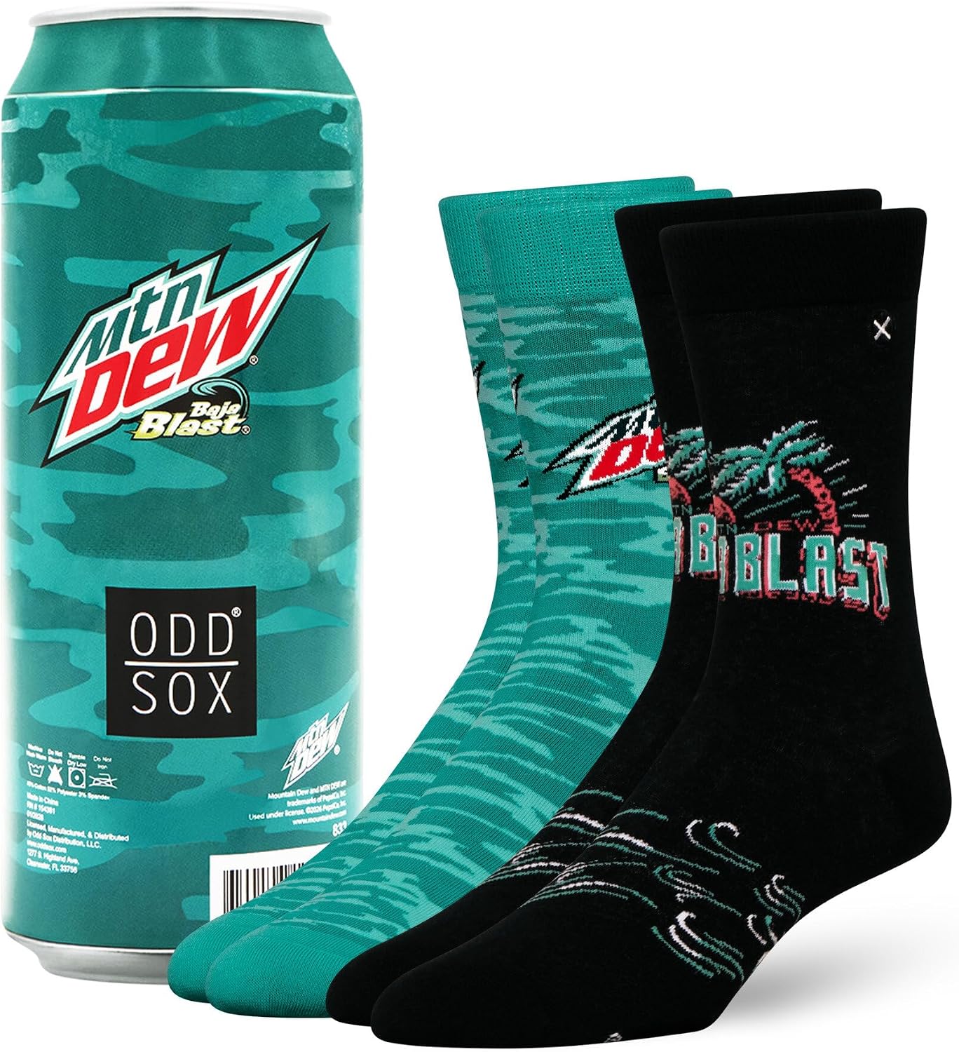 Odd Sox ODDMART Soda & Drink 2-Pair Novelty Crew Socks – Pepsi Mountain Dew Dr Pepper 7UP – Gift Pack Men Women