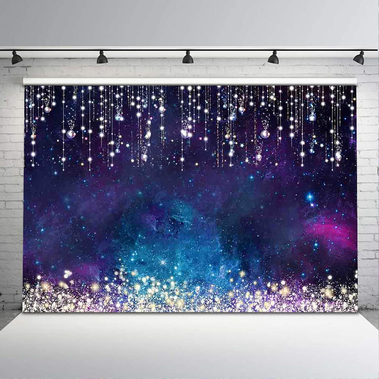 Avezano Galaxy Space Stars Photography Backdrop Glitter String Twinkle Twinkle Stars Outspace Background Starry Galaxy Birthday Baby Shower Backdrops Decorations (5x3)