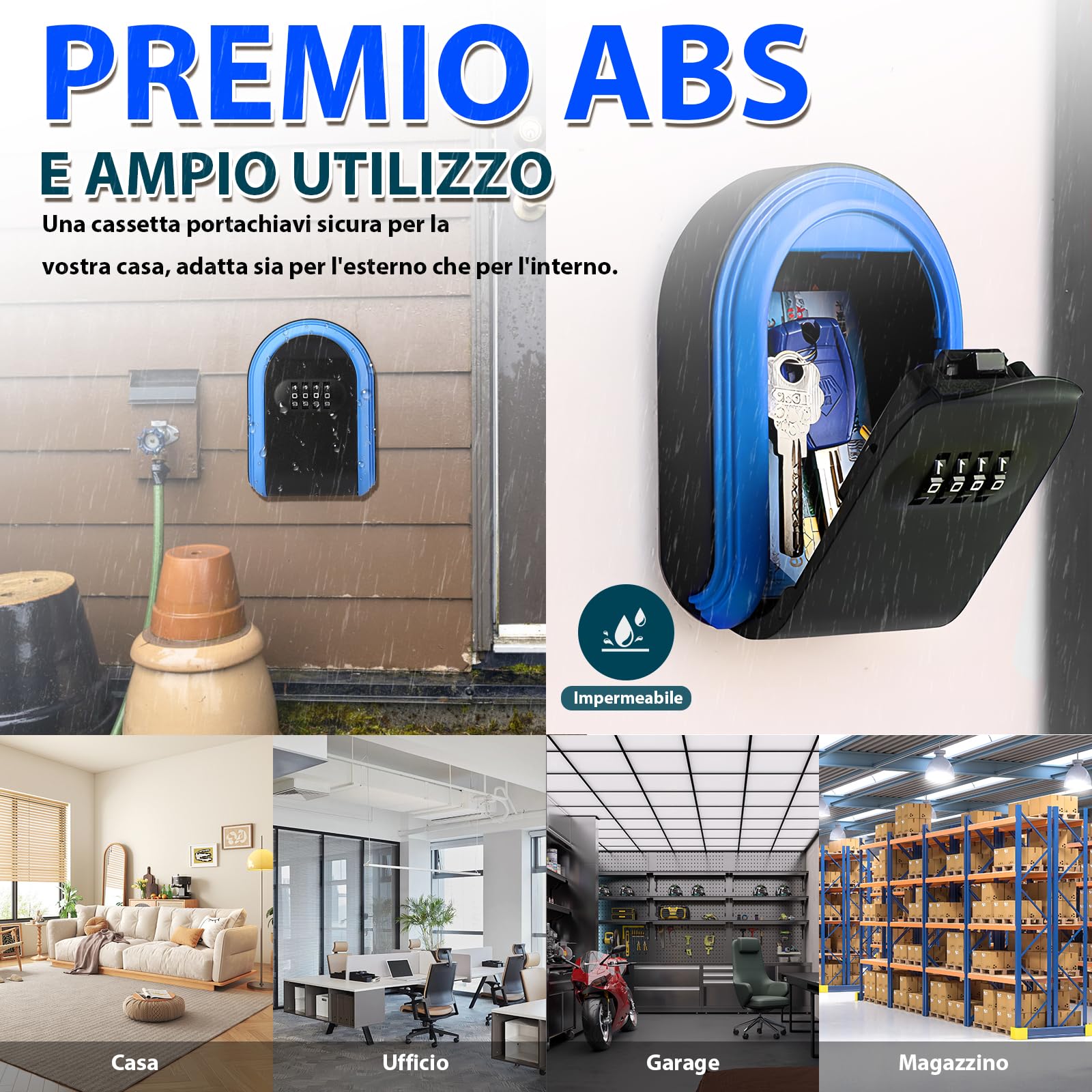 Cassaforte Chiavi Esterna Con Codice 12 Cifre - Box Sicuro Impermeabile Da Parete Per Casa E Garage - Foto 9