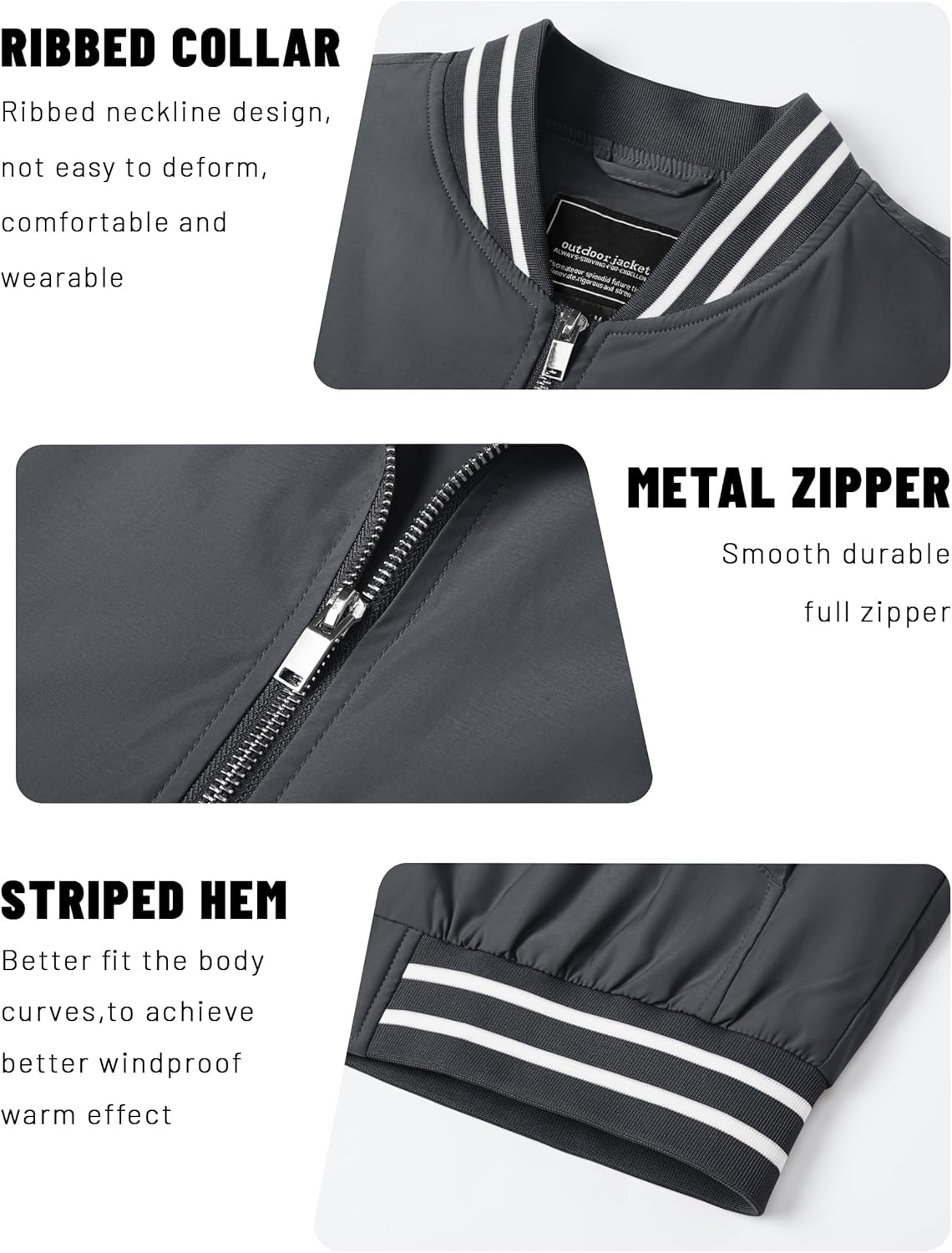 TACVASEN Men's Lightweight Jacket Casual Spring Fall Windbreaker Bomber Zip Up Coat With Pocket - Image 6