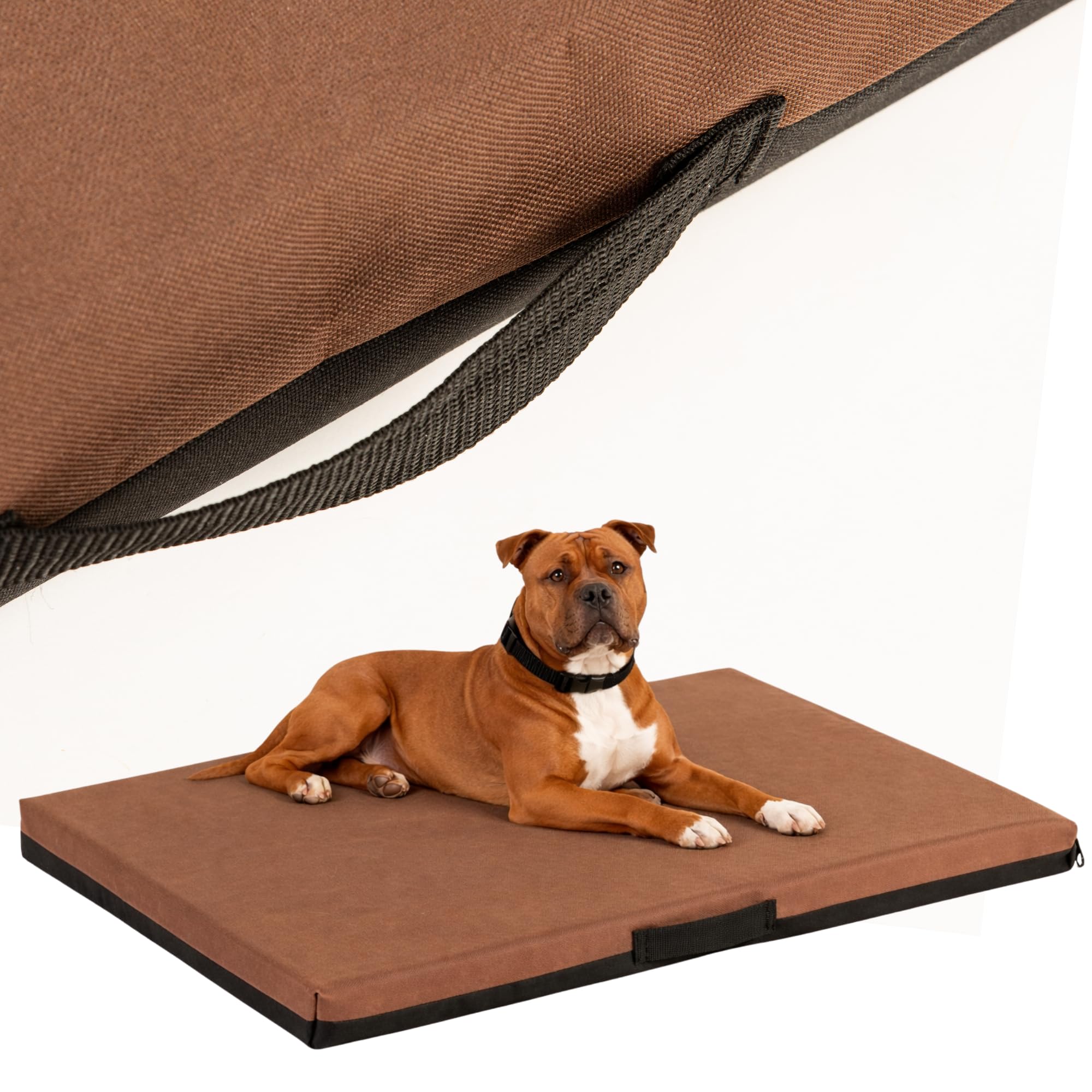 COOL PET Materasso per cani, spessore 5 cm, in schiuma fredda ortopedica (Memory Foam), tessuto Oxford 600D, con rivestimento in PVC, dimensioni 4XL-120 x 80 cm, colore marrone