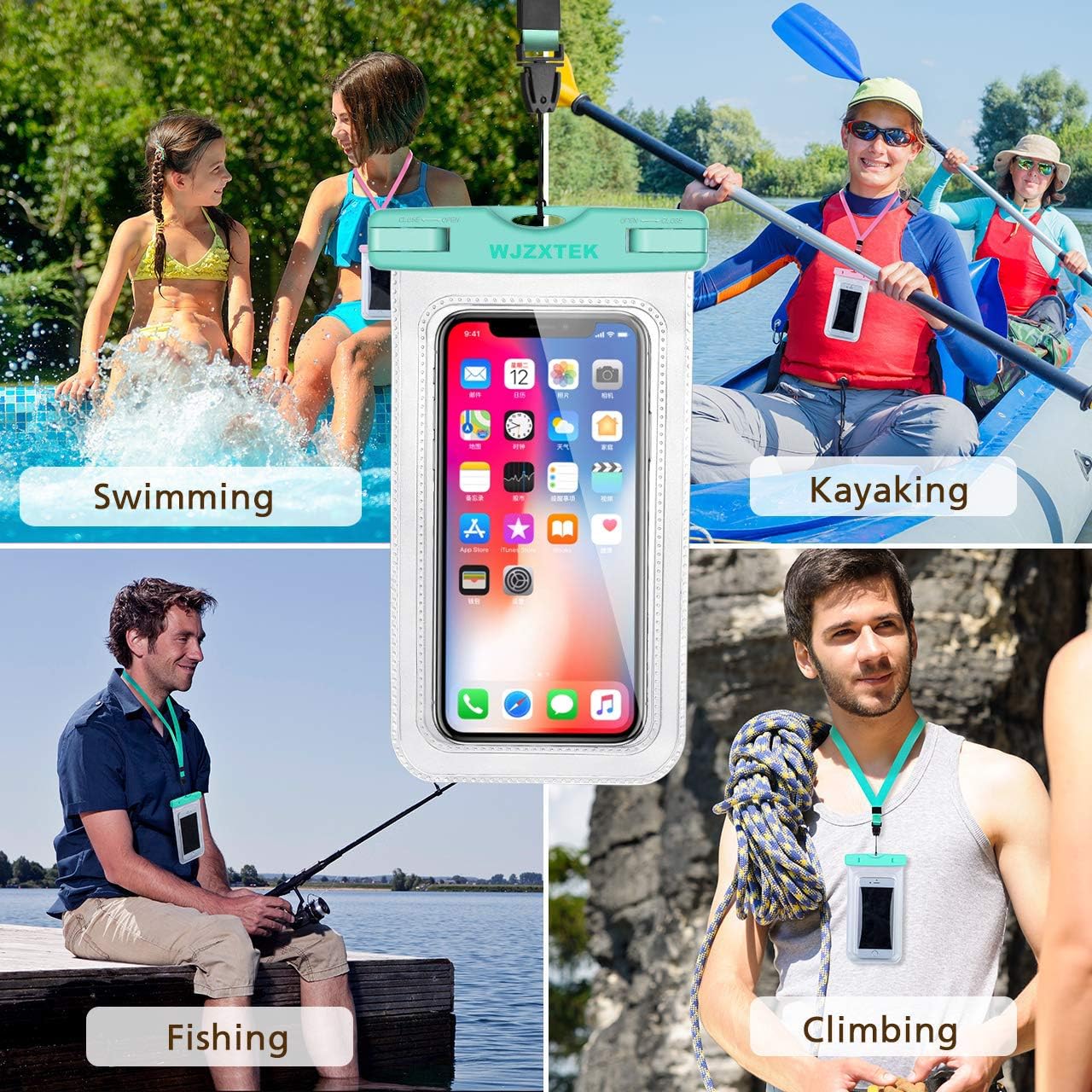 Universal Waterproof Case,WJZXTEK Waterproof Phone Pouch for iPhone 11 Pro Max XS Max XR X 8 7 6S Plus Samsung Galaxy s10/s9 Google Pixel 2 HTC Up to 7.0"，IPX8 Cellphone Dry Bag -2 Pack