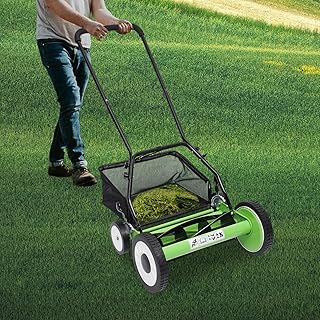 16 Hand Push Lawnmower, Manual Reel Walk-Beh...,