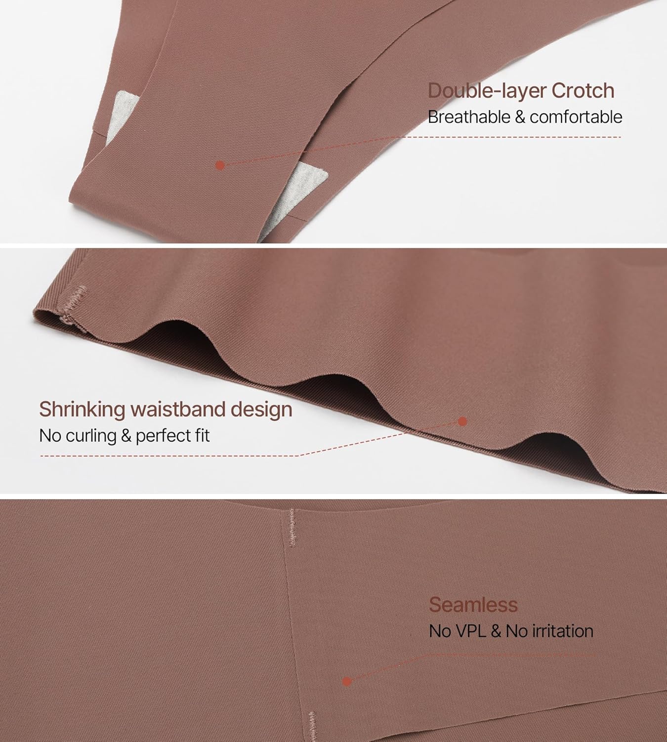 No Show Underwear Women Soft Seamless Bikini Panties Invisibles Breathable V Cut Cheeky 6 Pack - Image 5