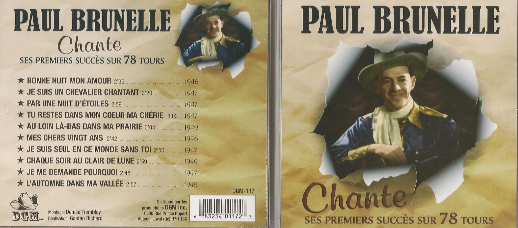 Paul Brunelle Chante Ses Premiers Succes Sur 78 Tours (10 titres Western, DGM) [Audio CD] Paul Brunelle