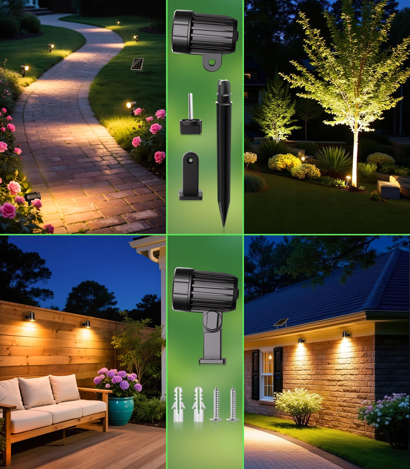 CLY Solar Gartenleuchte Warmweiß 2 Dynamischer Modus 3 Helligkeit | Gartenbeleuchtung Solar Mit Erdspieß 6000MAH IP66 Wasserdicht Solar Strahler Für Außen Garten Terrasse Weihnachten Halloween