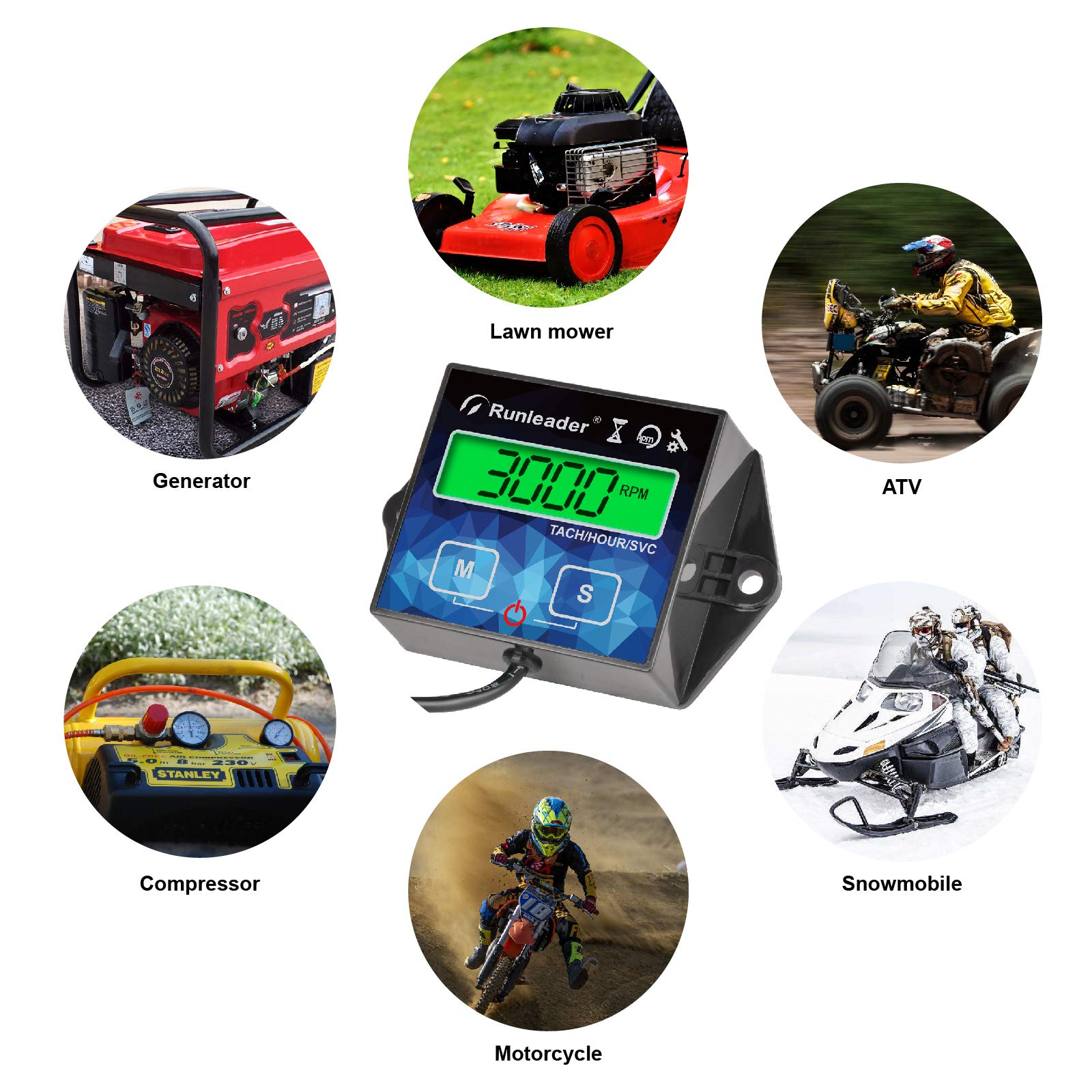 Small Engine Rpm Recording Small Engine RPM Gauge Runleader Digital Tachometer & Hour Meter ...