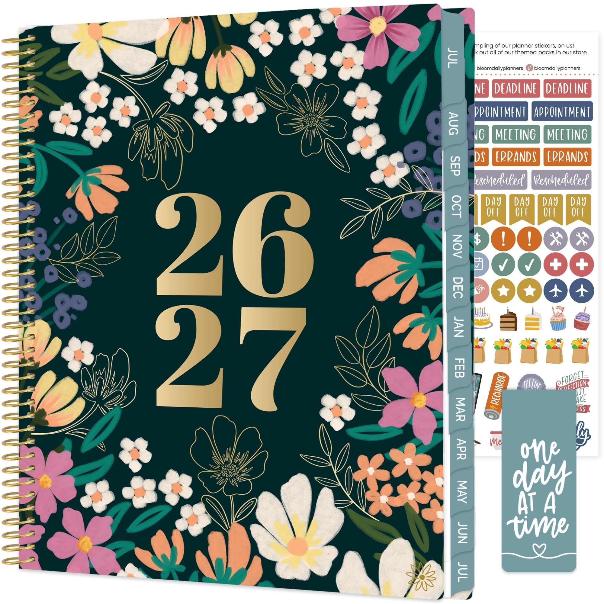bloom daily planners 2026-2027 (8.5" x 11") Academic Year Day Planner (July 2026 - July 2027) - Weekly & Monthly Dated Agenda Organizer with Stickers & Tabs - Blooming Wildly