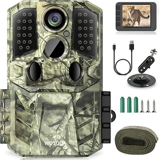 36MP 1920P Trail Camera, Game Camera with Night Vision Motion Activated 0.2s Trigger Time 120° Wide Sensor Deer Cam Waterproof with 2'' LCD for Outdoor Wildlife Monitoring