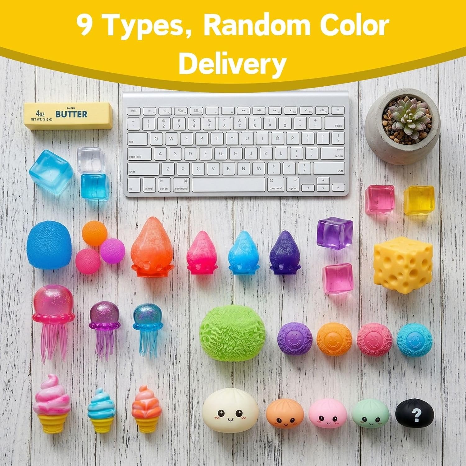 9 Pack Squishy Squeeze Toys, Slow Rising Soft Squishy Set with 9 Different Designs, Random Colors, Stretchy Hand Fidget Set for Desk, Office, and Daily Use