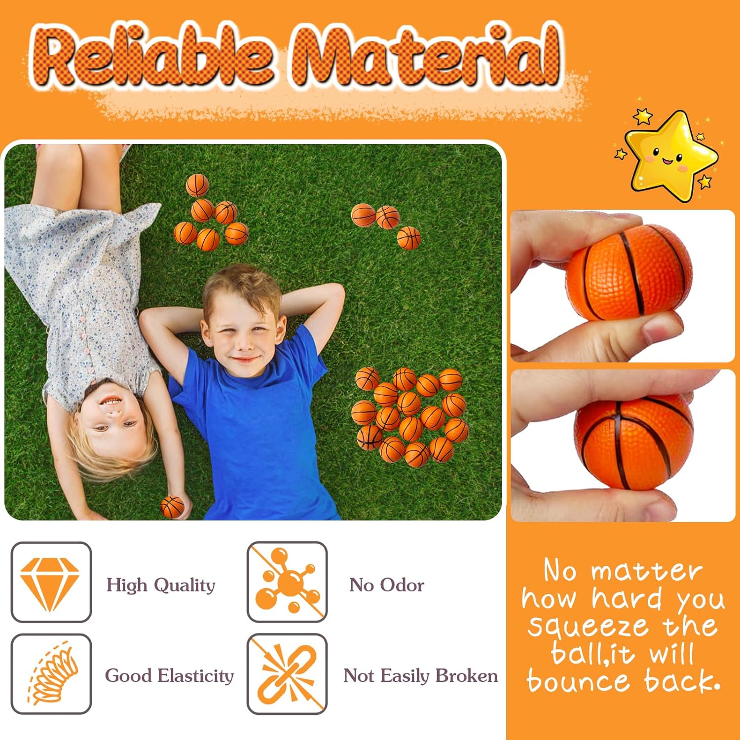 32 PCS Basketball Stress Balls,Small Soft Foam Squeeze Basketballs,Squeeze Anxiety Relief for Basketball Sports Game Kids,Basketball Party Decoration(1.6 inch) - Image 3