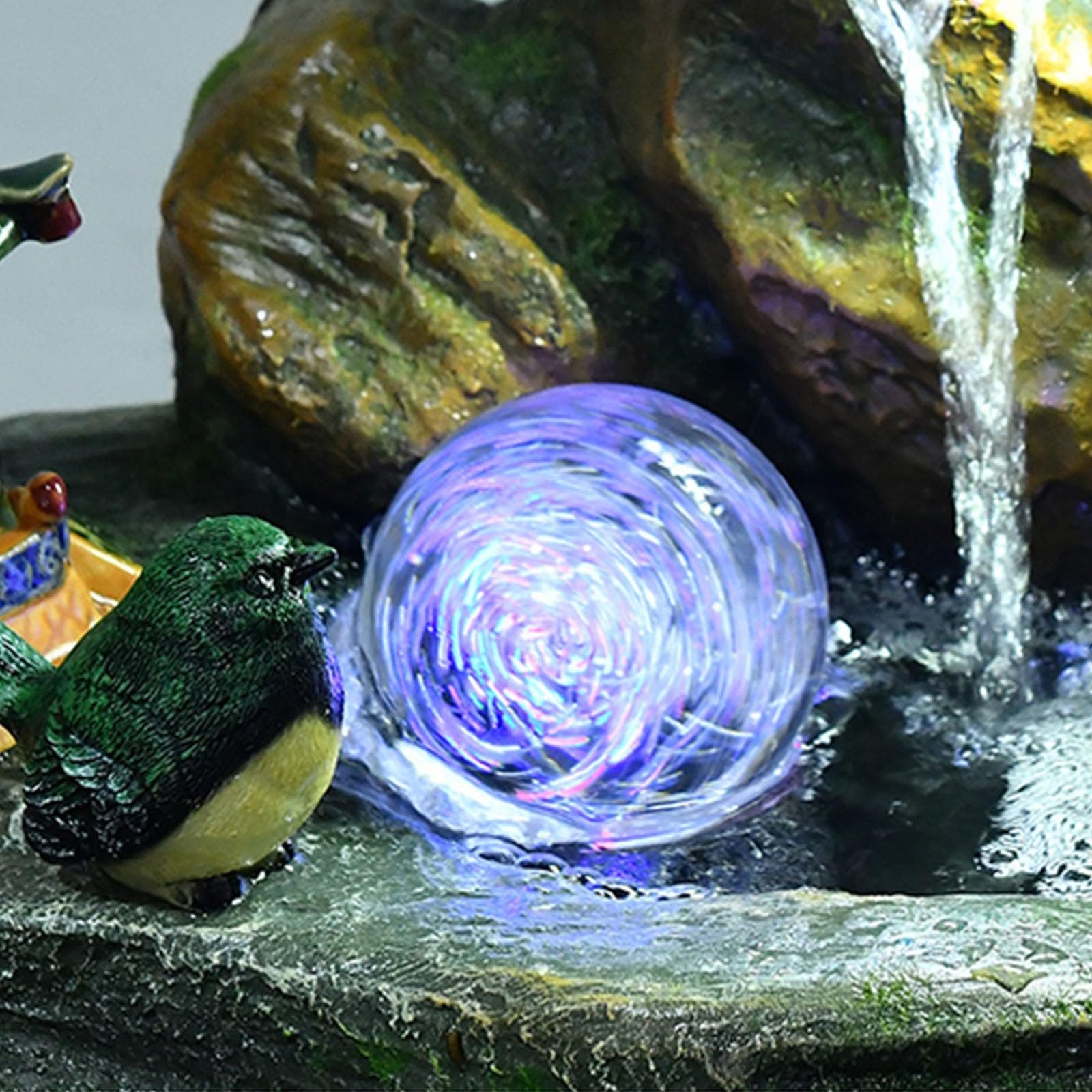 Fuente de Suelo de pie para Sala de Estar, Fuente de Agua Grande de pie con decoración de Fuente, Rueda Feng Shui y rocalla for Sala de Estar, Oficina y jardín, Fuente del jardín(Medio)
