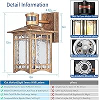 Vista 4 de Luces Exteriores Marrones con Sensor de Movimiento para Montaje en Pared - Lámpara Exterior de Anochecer a Amanecer para Casa Exterior, Porche