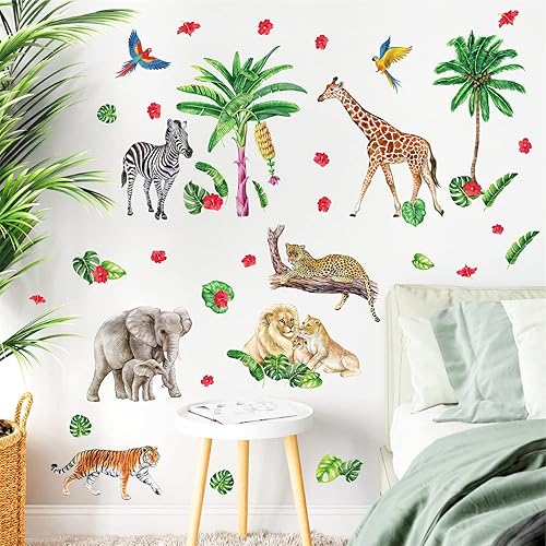 Miniatura 21 de Calcomanías de pared de animales de la selva, calcomanías de pared de animales del bosque, calcomanías de pared para bebés, niños y niñas