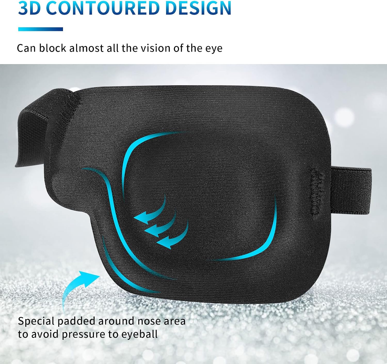 eZAKKA 3D Eye Patches for Adults Kids Right Eye, 4 Pieces Medical Eyepatch for Lazy Eyes Amblyopia Strabismus and After Surgery, Black (Right)