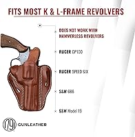 Vista 3 de 1791 GUNLEATHER K-Frame Thumbreak - Funda de cuero para pistola OWB CCW para diestros, compatible con Ruger GP100, Smith & Wesson 686