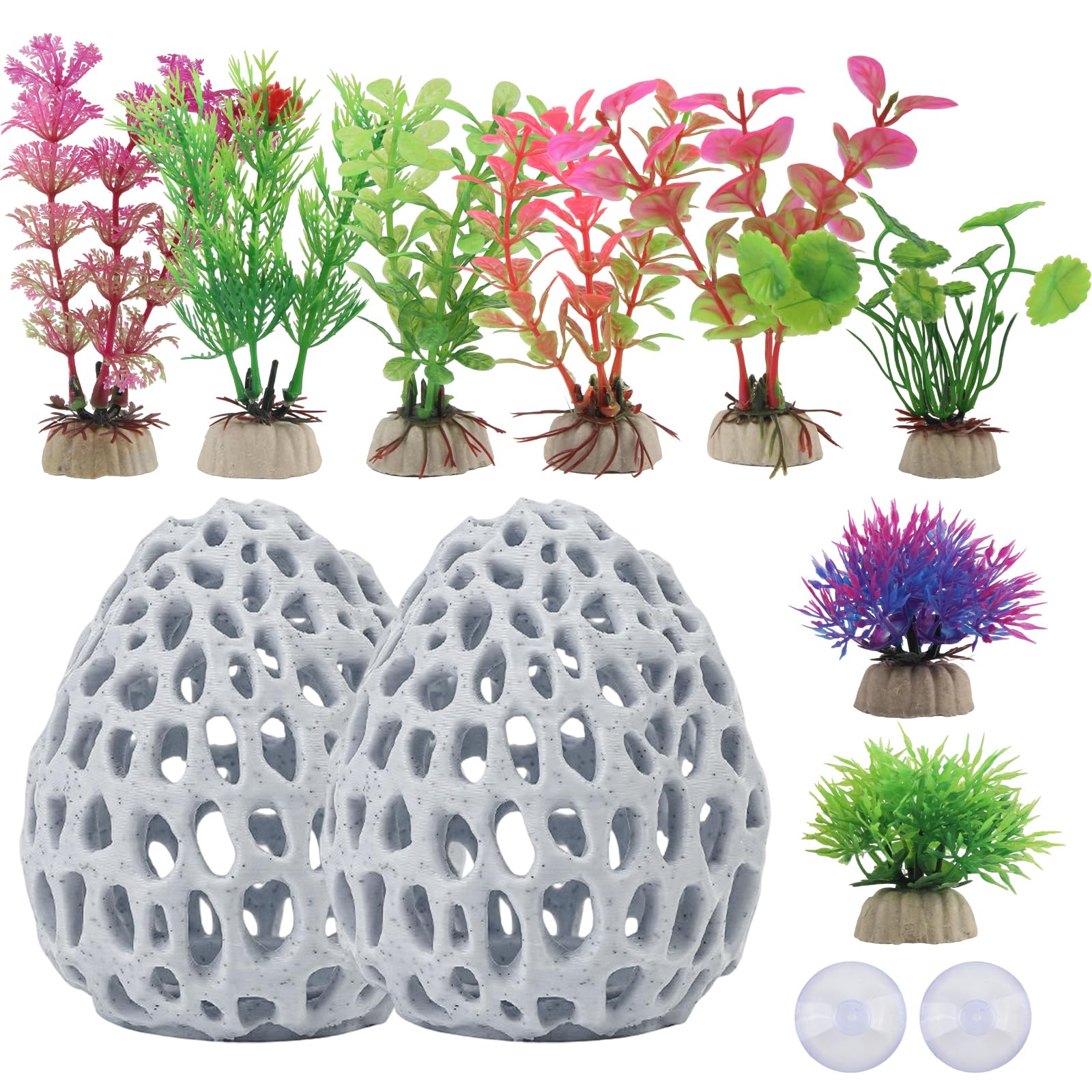 JINXIAN 10 Pcs Fish Tank Decorations Shrimp Dome Hide with Suction Cup