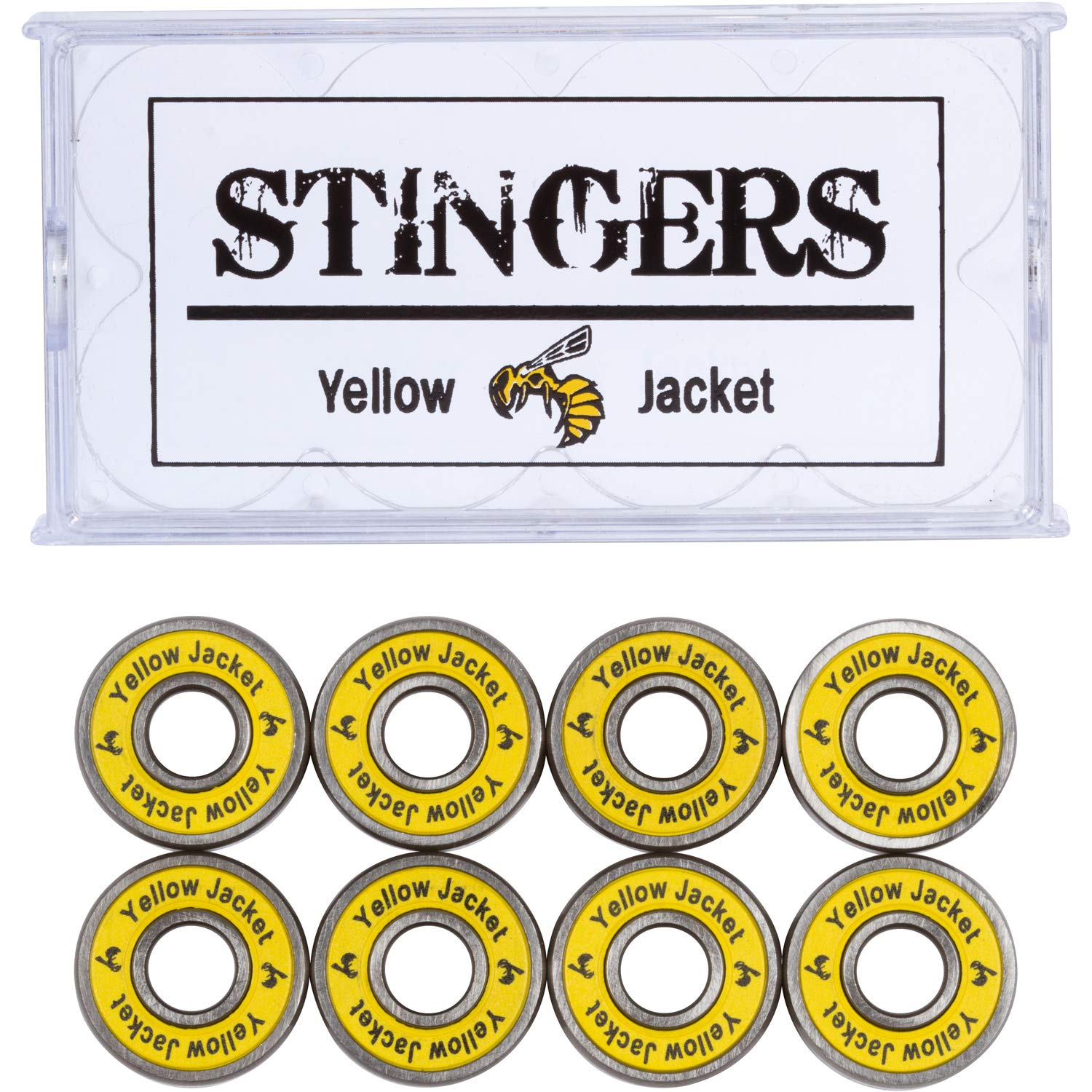 Yellow Jacket Premium Skateboard Bearings, Pro Longboard Bearings, 608, ABEC 11, Yellow Jacket (Pack of 8)