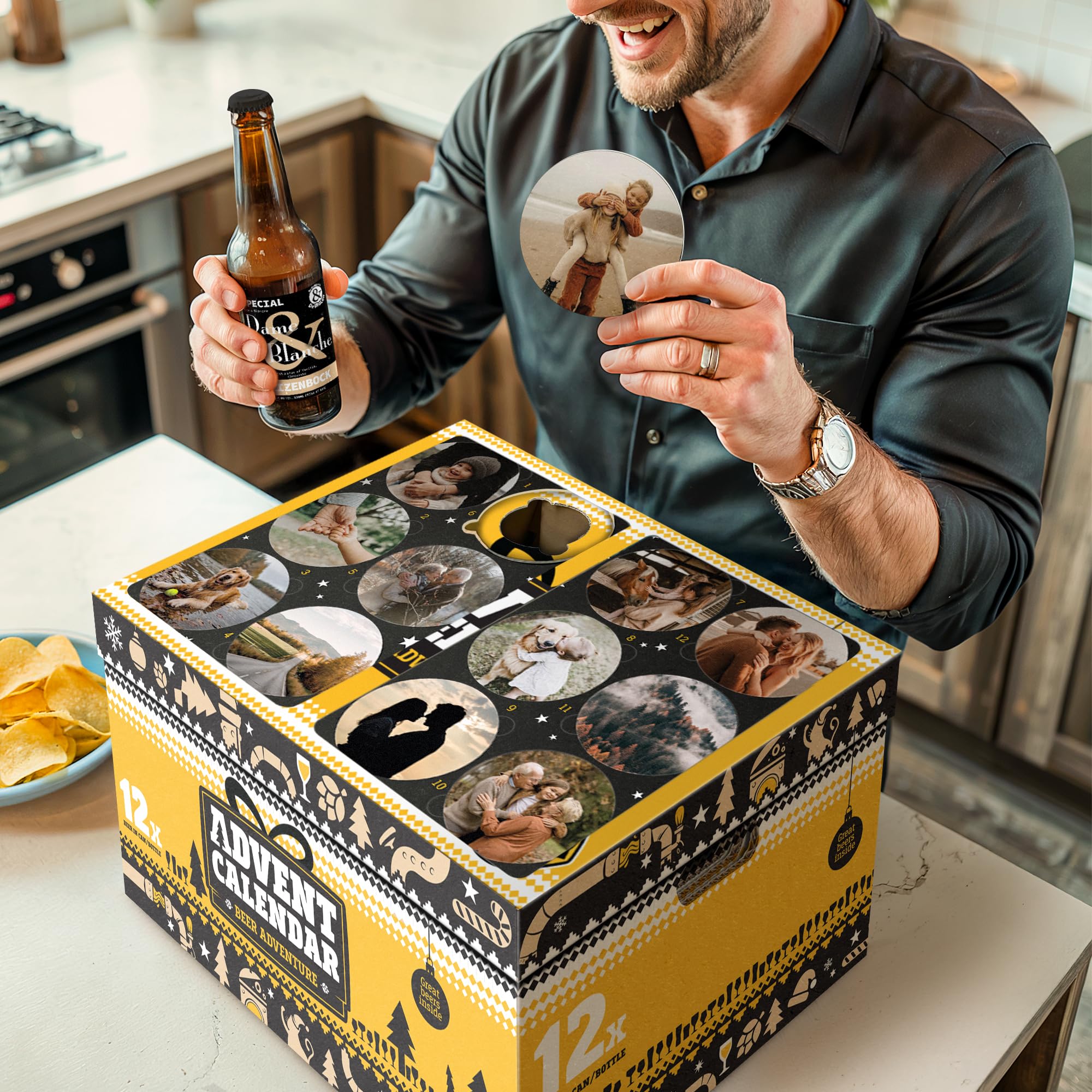 Personalisiert Bier Adventskalender 2025 - Bierkalender mit 12 Bieren aus Europa, Adventskalender Männer mit Alkohol, perfekte Geschenkidee