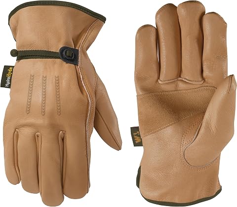 Wells Lamont Men's Adjustable HydraHyde Leather Work Glov...