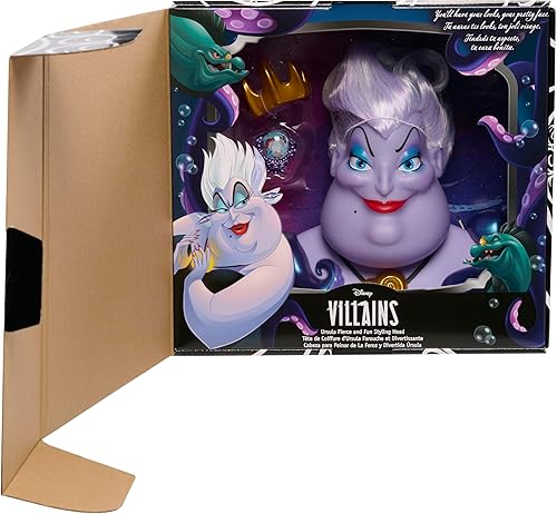 Miniatura 2 de Disney Villains Fierce 'N Fun Ursula - Cabeza de peinado de 10 pulgadas, 16 piezas, juego de simulación, juguetes para niños con licencia oficial