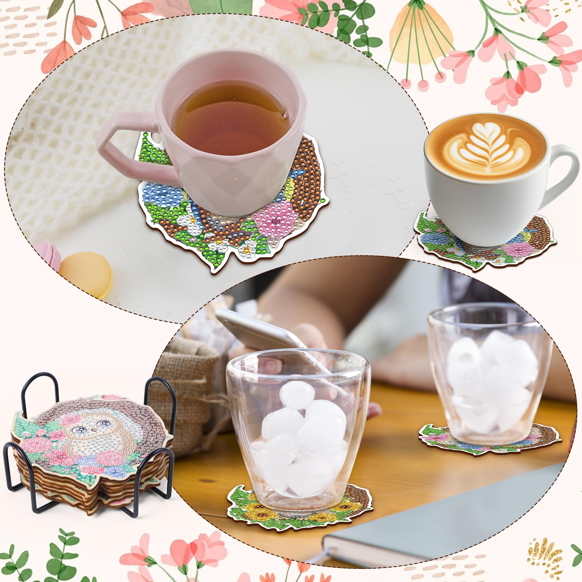 Lot De 8 Dessous De Verre Avec Support Pour Débutants, Adultes, 10