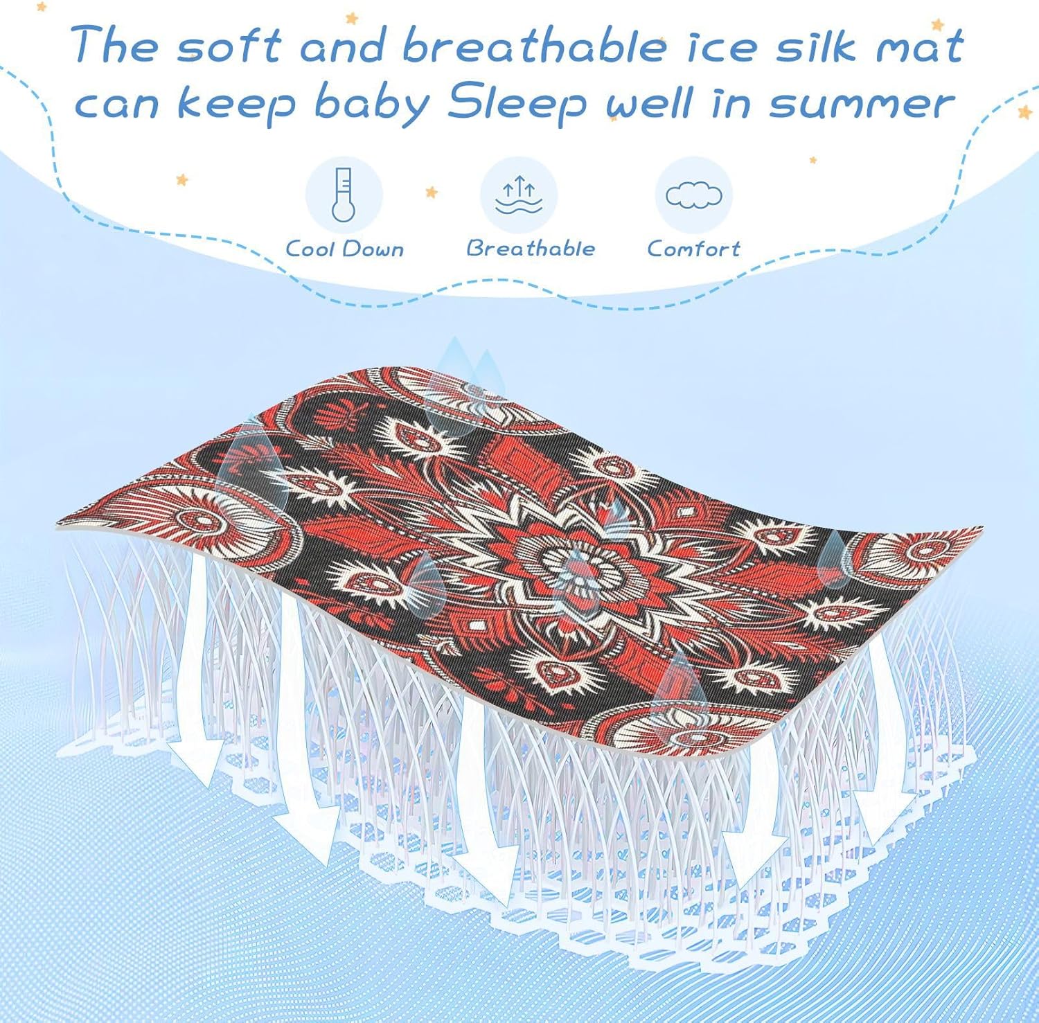 Cooling Baby Mattress Protector 28" x 52" Reusable Red and Black Bandanas Paisley Mattress Protector Pads for Baby&Toddler