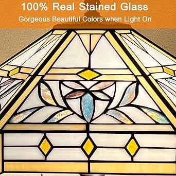 Capulina Tiffany Lamp Mission Hexagon Stained Glass Table Lamp 2-Light