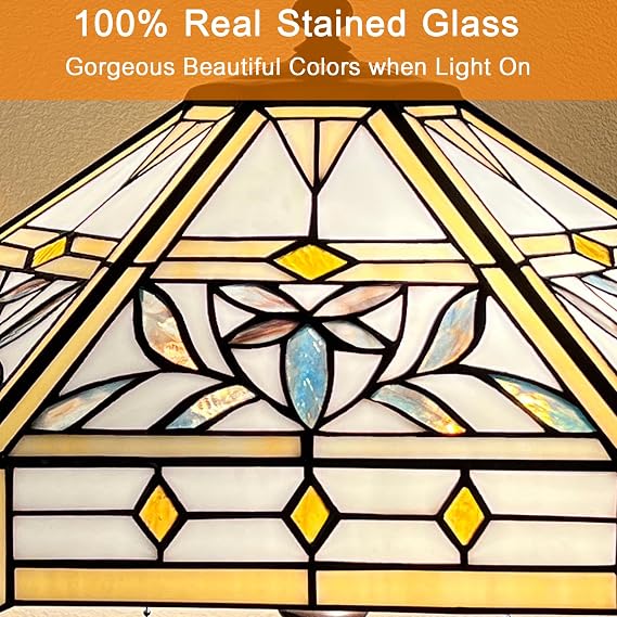 Capulina Tiffany Lamp Mission Hexagon Stained Glass Table Lamp 2-Light