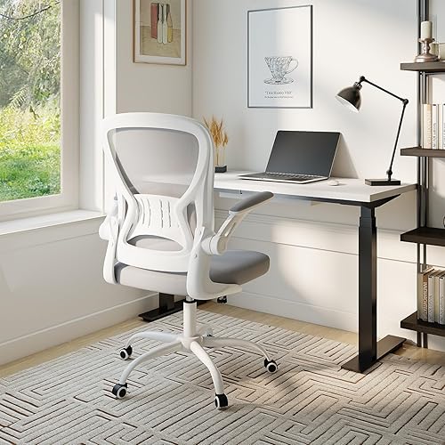 Miniatura 8 de Youhauchair Silla de oficina de malla, sillas ergonómicas de escritorio de oficina en casa con brazos abatibles y soporte lumbar, altura ajustable