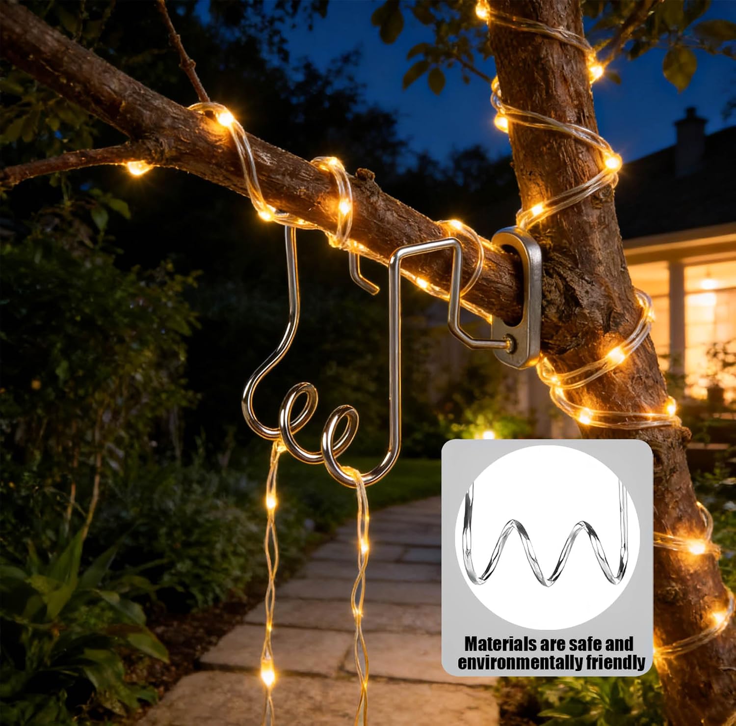 50 Pcs Gutter Light Hooks Outdoor Metal Gutter Clips Orkscrew Shaped Hanging String Lights Hooks for Christmas Halloween Decoration (50 Pcs)