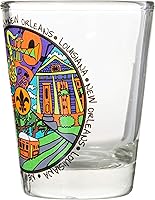 Vista 3 de Artisan Owl Vaso de chupito de recuerdo multicolor icónico de New Orleans Louisiana