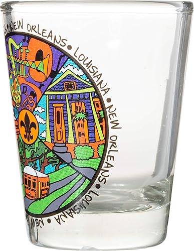 Miniatura 3 de Artisan Owl Vaso de chupito de recuerdo multicolor icónico de New Orleans Louisiana