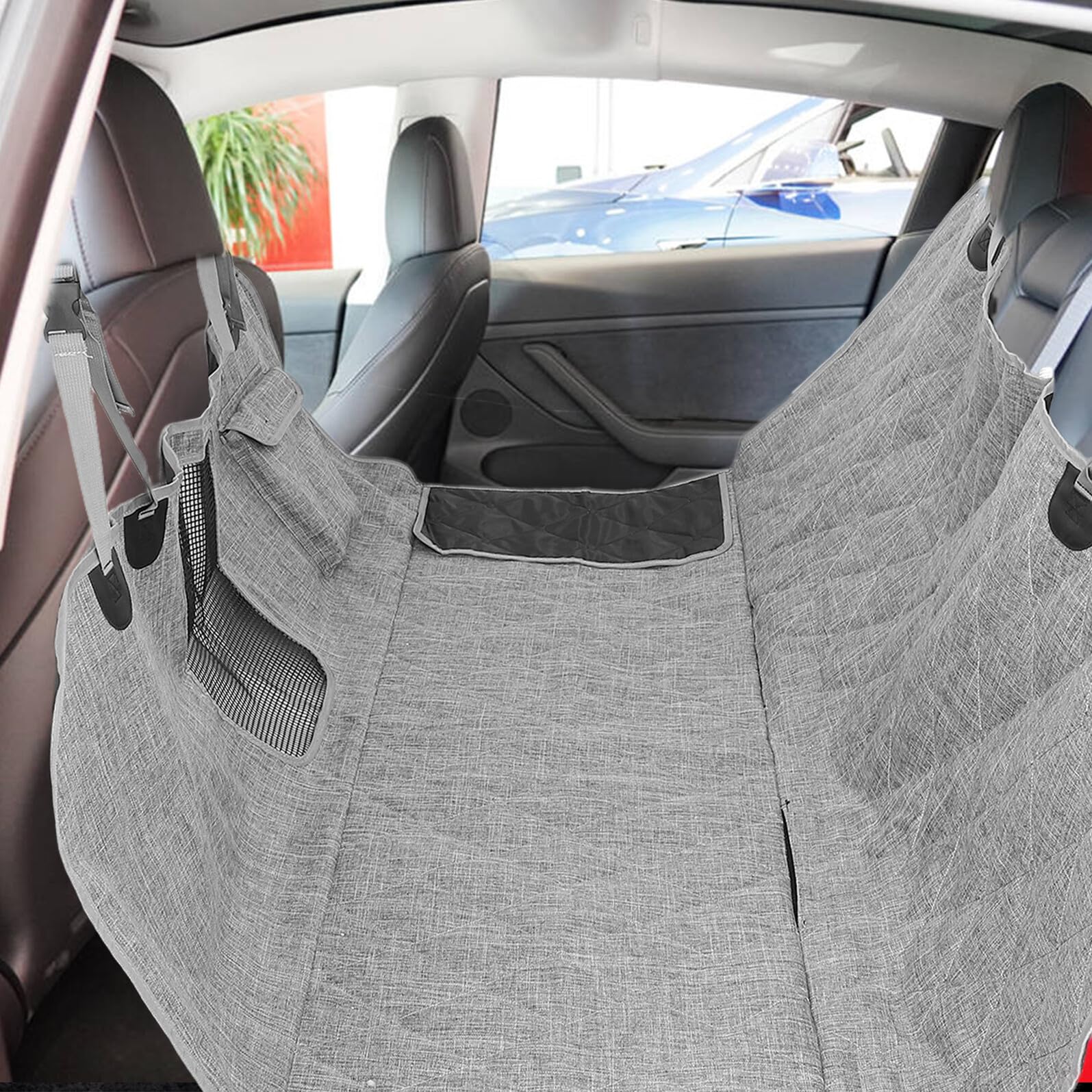 HANABASS Heavy Duty Dog Car Seat Cover with Side Flaps Scratchproof Pet Hammock Backseat Protector for Trucks And Cars Non-slip Base for Secure Travel