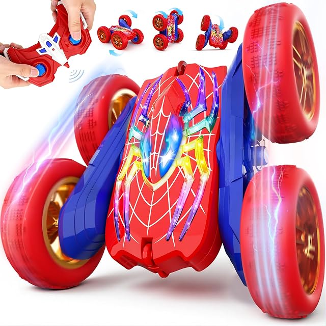 Coche Teledirigido 3-12 Niños, 2.4Ghz 4WD Coche AcrobáTico RC Monster Truck Camiones 360 Grados De RotacióN, 5 Efectos de Luz, Juguetes Niños 4 5 6 7 8 9 10 11 12 Años Regalo Cumpleaños/Navidad