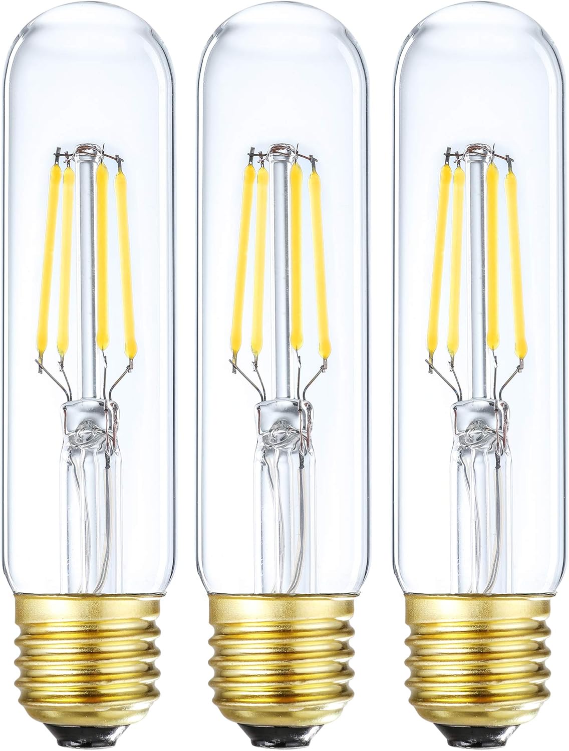 Leools Dimmable Edison Led Tubular Bulb T10,4W Vintage Led Filament Light Bulb 40W Incandescent Bulb Equivalent, 4000K Daylight,E26 Medium Base,3 Pack.