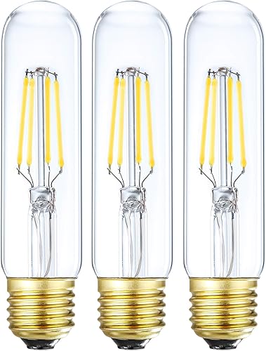 Miniatura 13 de Leools - Bombilla LED T10 Ámbar 8 W, igual a 60 W, E26, Edison, CA 120 V, regulable, bombilla tubular de 7.3 pulgadas, luz blanca cálida, 2700 K,