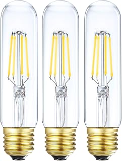 Leools Dimmable Edison Led Tubular Bulb T10,4W Vintage Led Filament Light Bulb 40W Incandescent Bulb Equivalent, 4000K Daylight,E26 Medium Base,3 Pack.