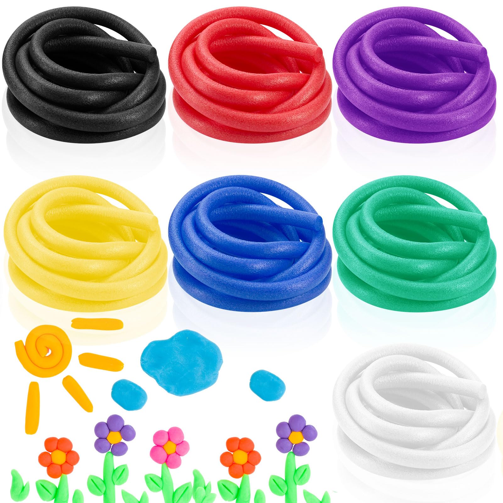 Frienda 7 Pcs Noodle Rope 70 Ft 5/8 Inch Craft Foam Multicolor Pool Noodles Foam Tube Foam Pool Noodle Versatile Foam Rod Foam Rope Cylinder for Modeling, DIY Arts and Crafts Supplies