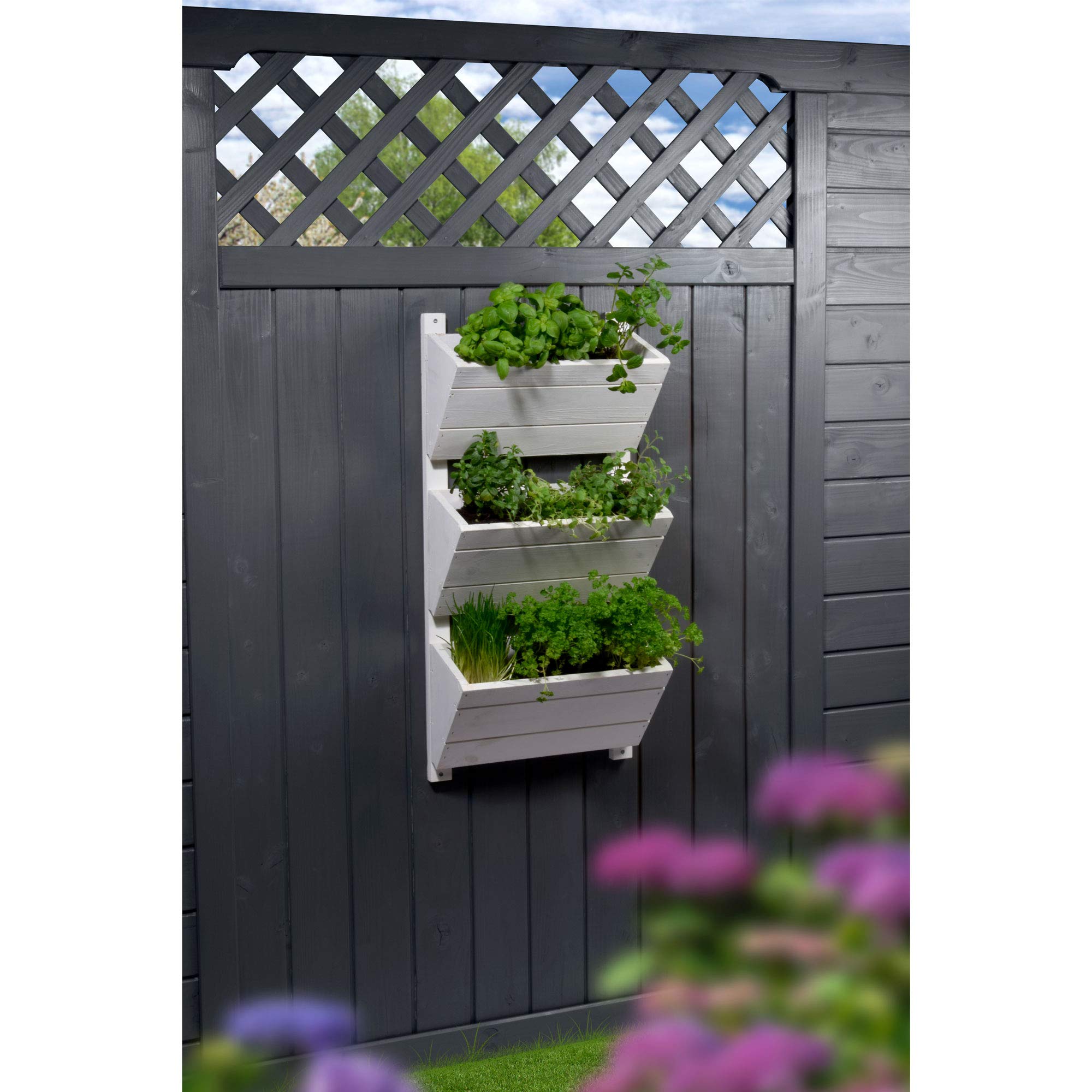 dobar 58381FSCe - Macetero Vertical para Colgar en la Pared, 38 x 17,5 x 79 cm, Color Blanco